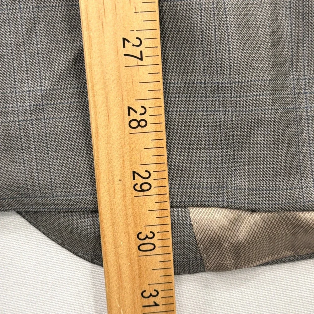 Loro Piana Sport Coat Super 130s Wool Plaid Grey Mens 44S Cremieux